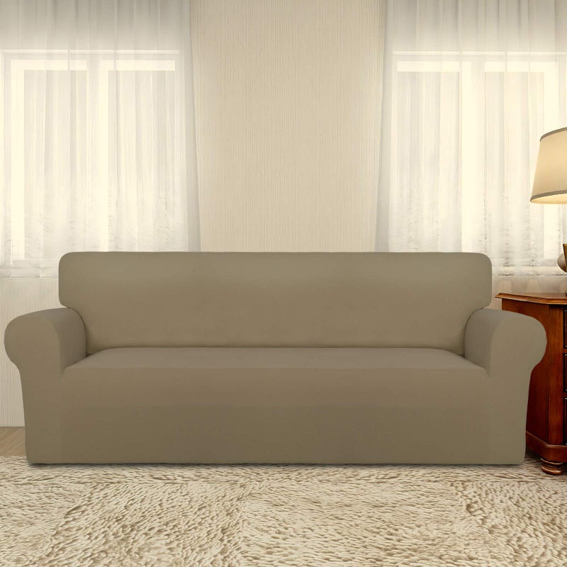 PureFit Super Stretch Sofa Slipcover â€“ Spandex Non Slip Soft Couch Sofa Cover, Washable Furniture Protector with Non Skid Foam and Elastic Bottom for Kids, Pets ï¼ˆOversized Sofa, Tanï¼‰ - Image 2